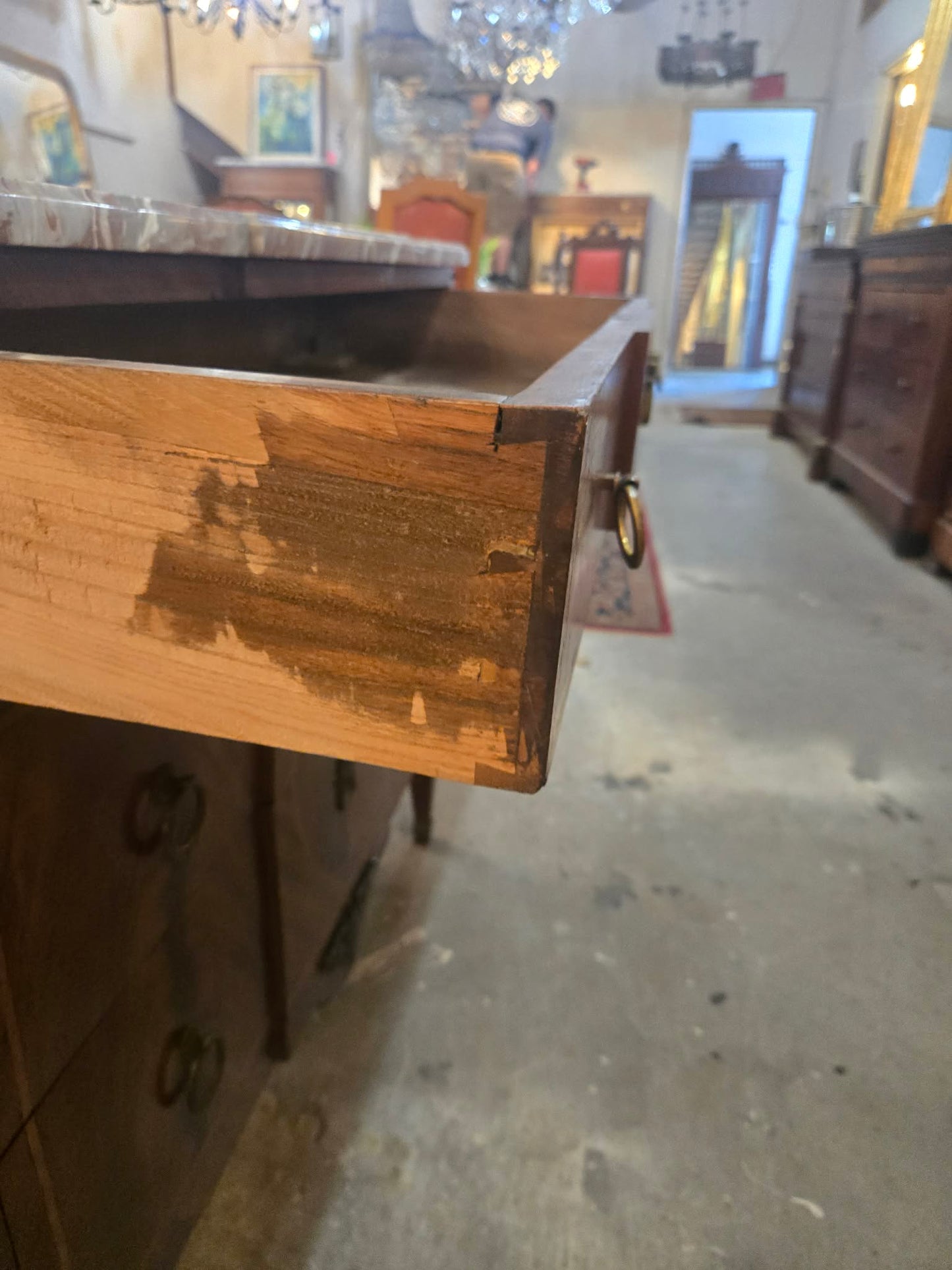 French Louis XVI–Style Marble-Top Commode/ Buffet with Ormolu, c.1920