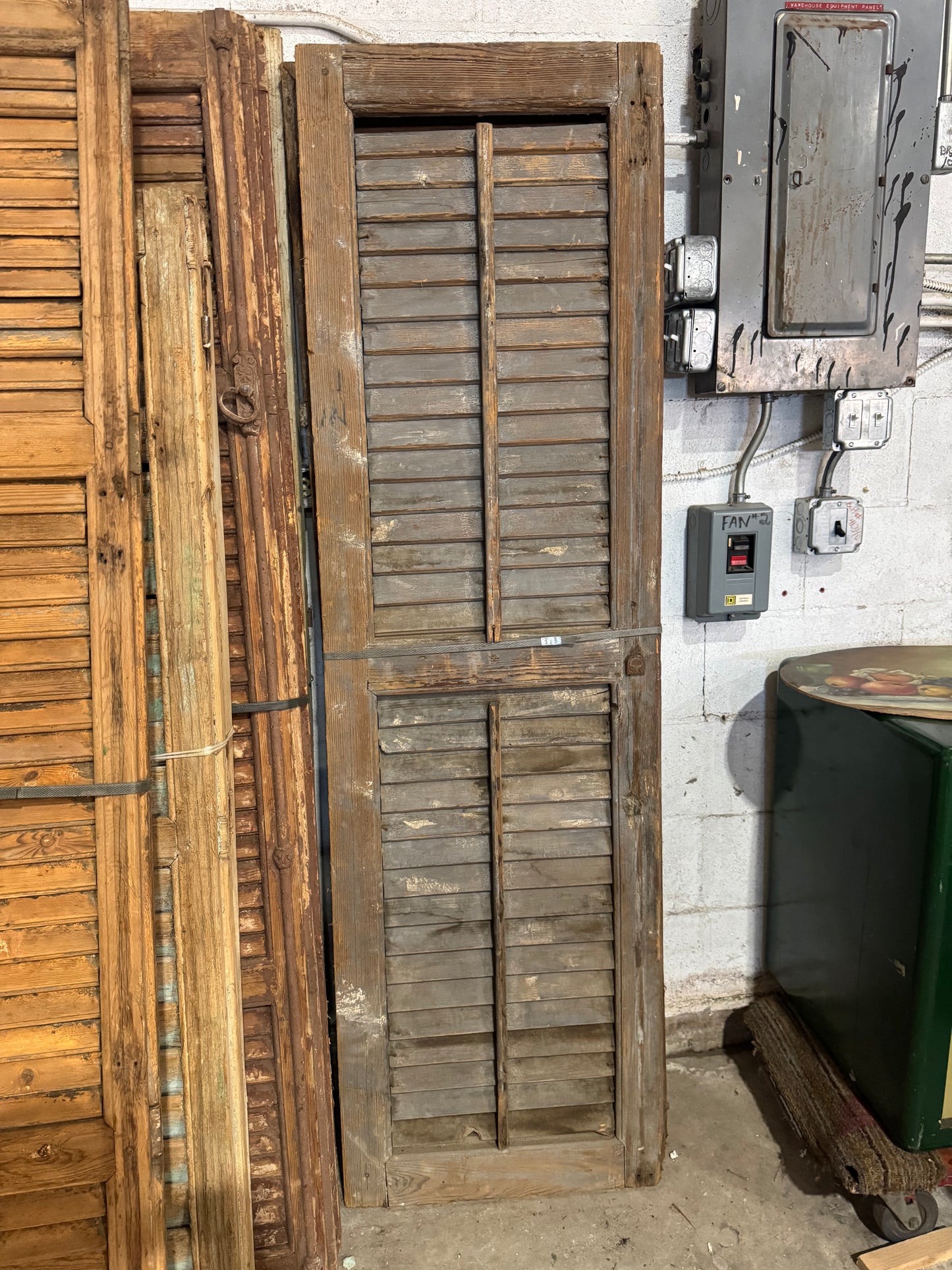Antique Louvered Wood Shutter Doors