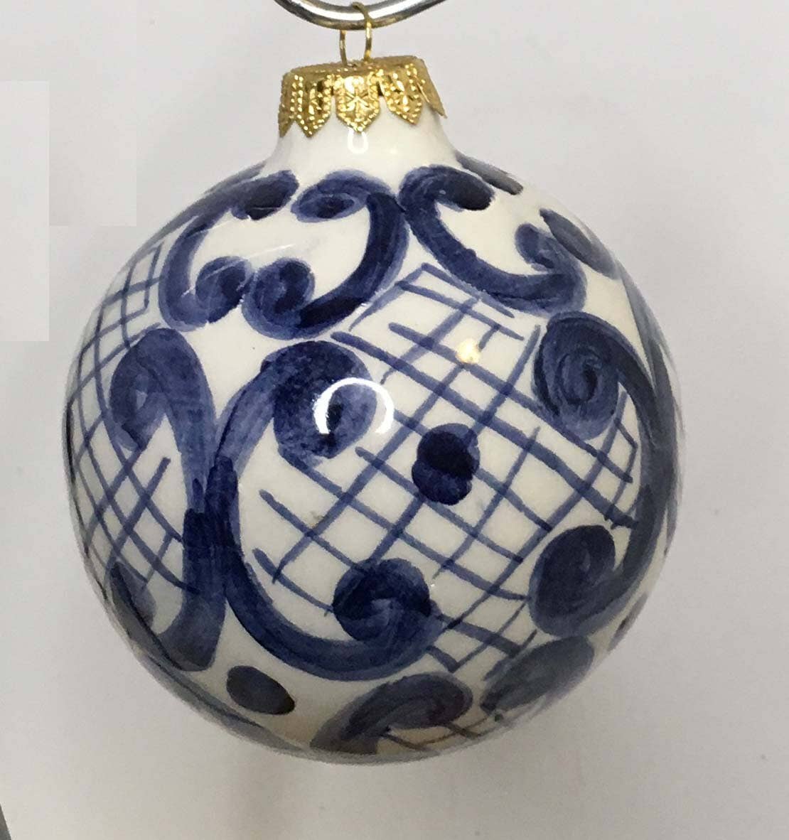 Pasha Blue and White Hand painted Ceramic Christmas Ornament