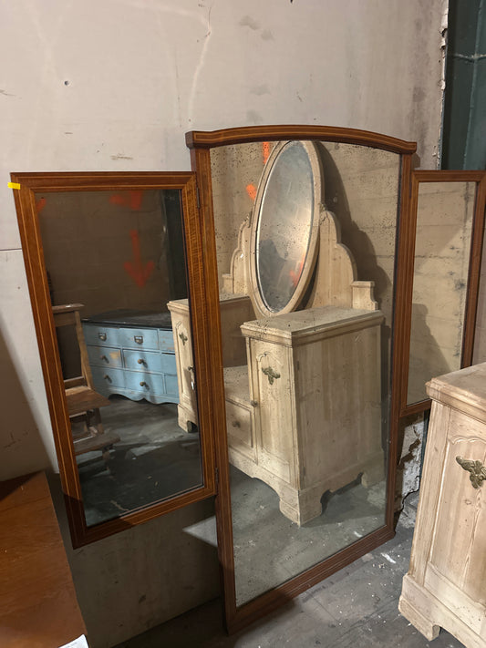 Antique Triple Vanity Mirror with Foxed Glass
