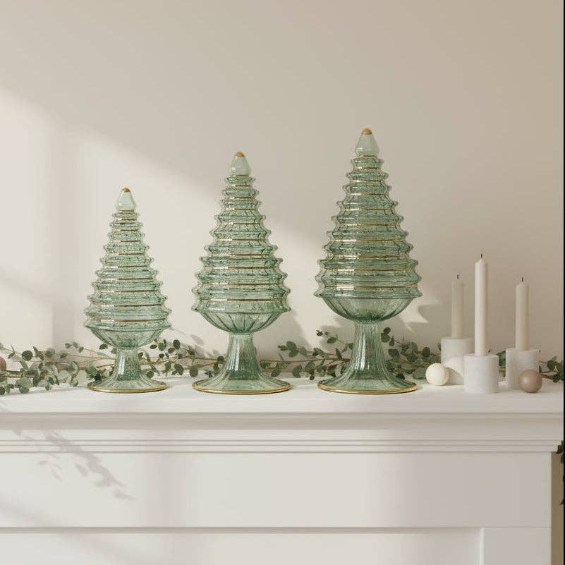 Blown Glass Tabletop Christmas Tree - Green Spruce
