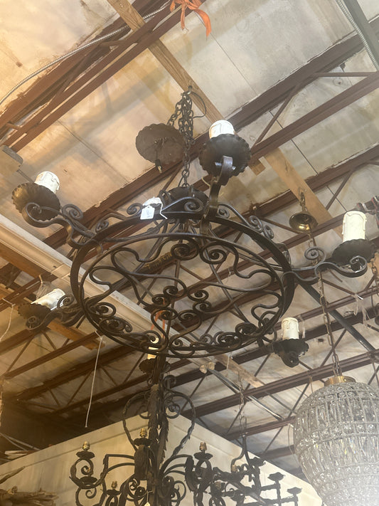Antique French Wrought Iron Chandelier
