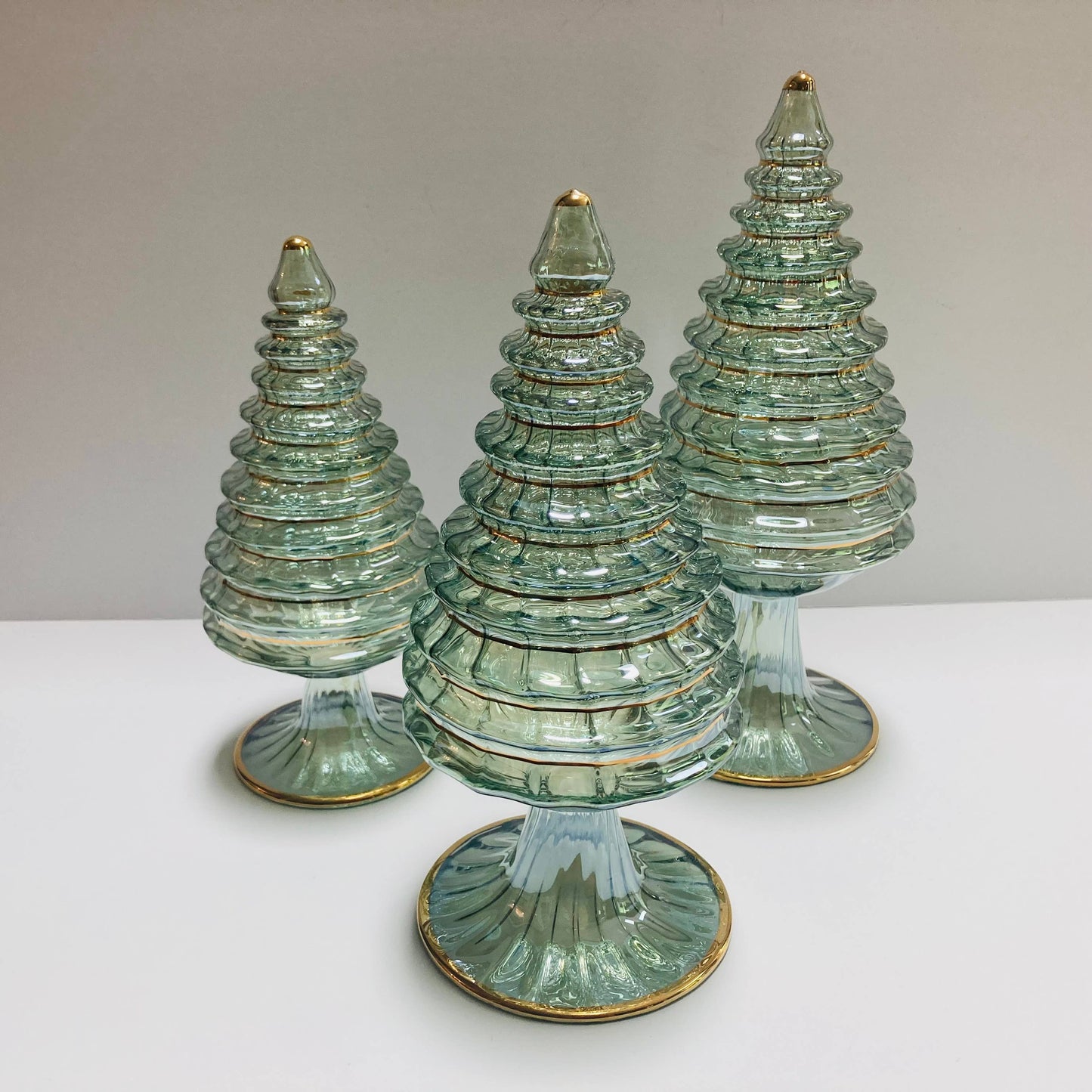 Blown Glass Tabletop Christmas Tree - Green Spruce