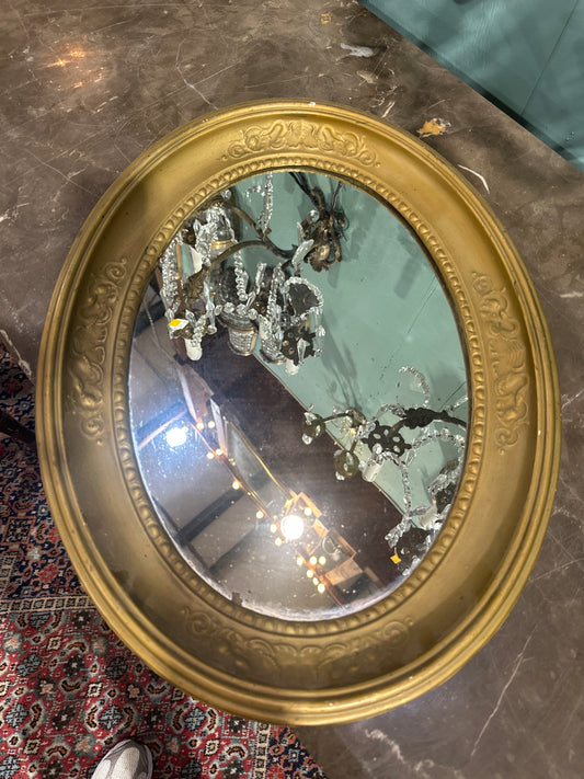 Antique painted oval mirror