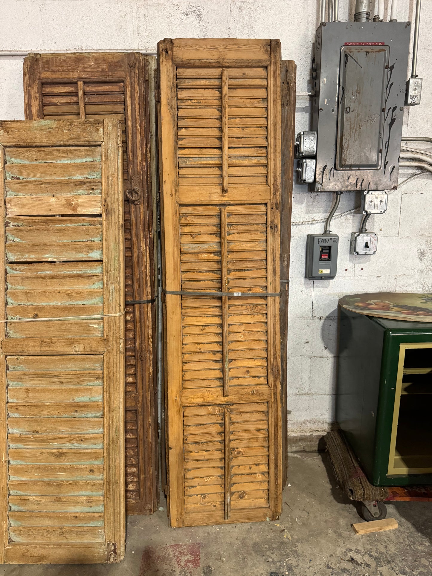 Antique Operable Louvered Wood Shutters