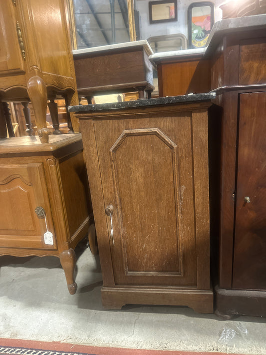 Oak side table with marble top