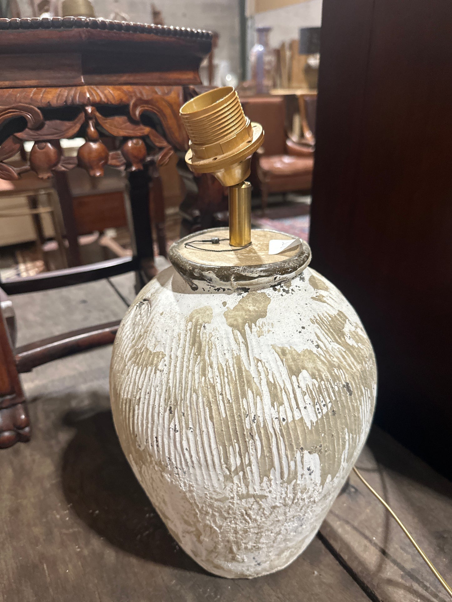 European pottery lamp