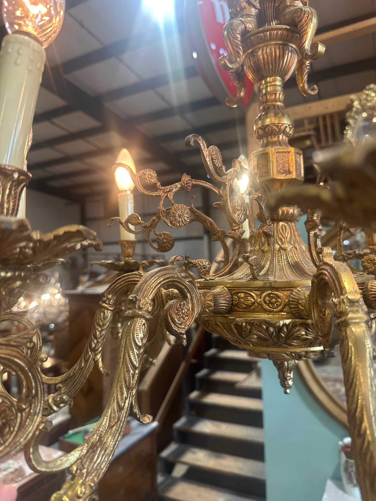 French Louis XV gilded bronze chandelier