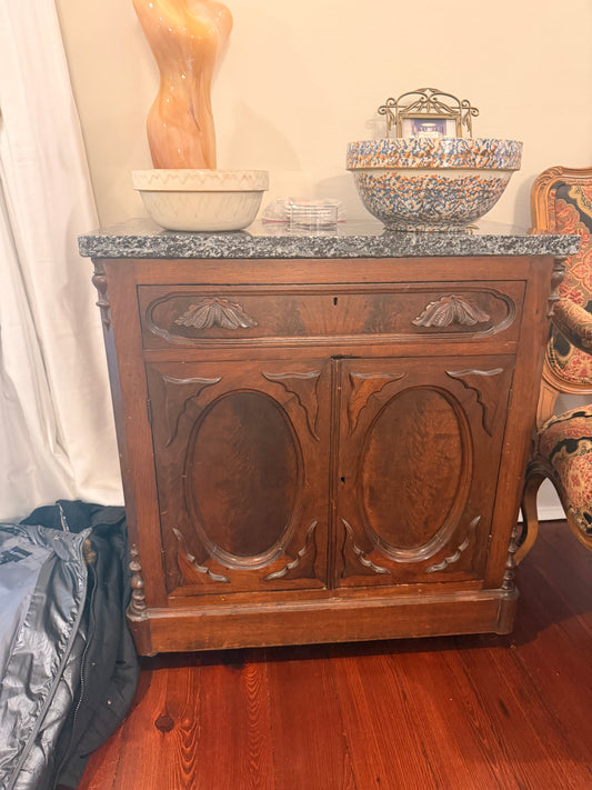 Antique Buffet with gray granite