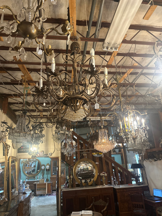 French Louis XV painted iron chandelier
