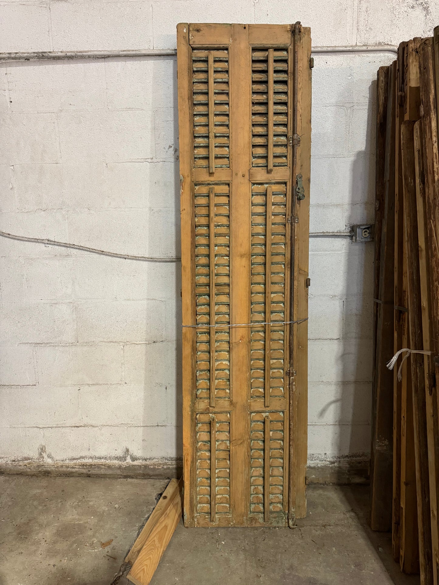 Antique Louvered Shutter Doors w/ Original Cremone Hardware