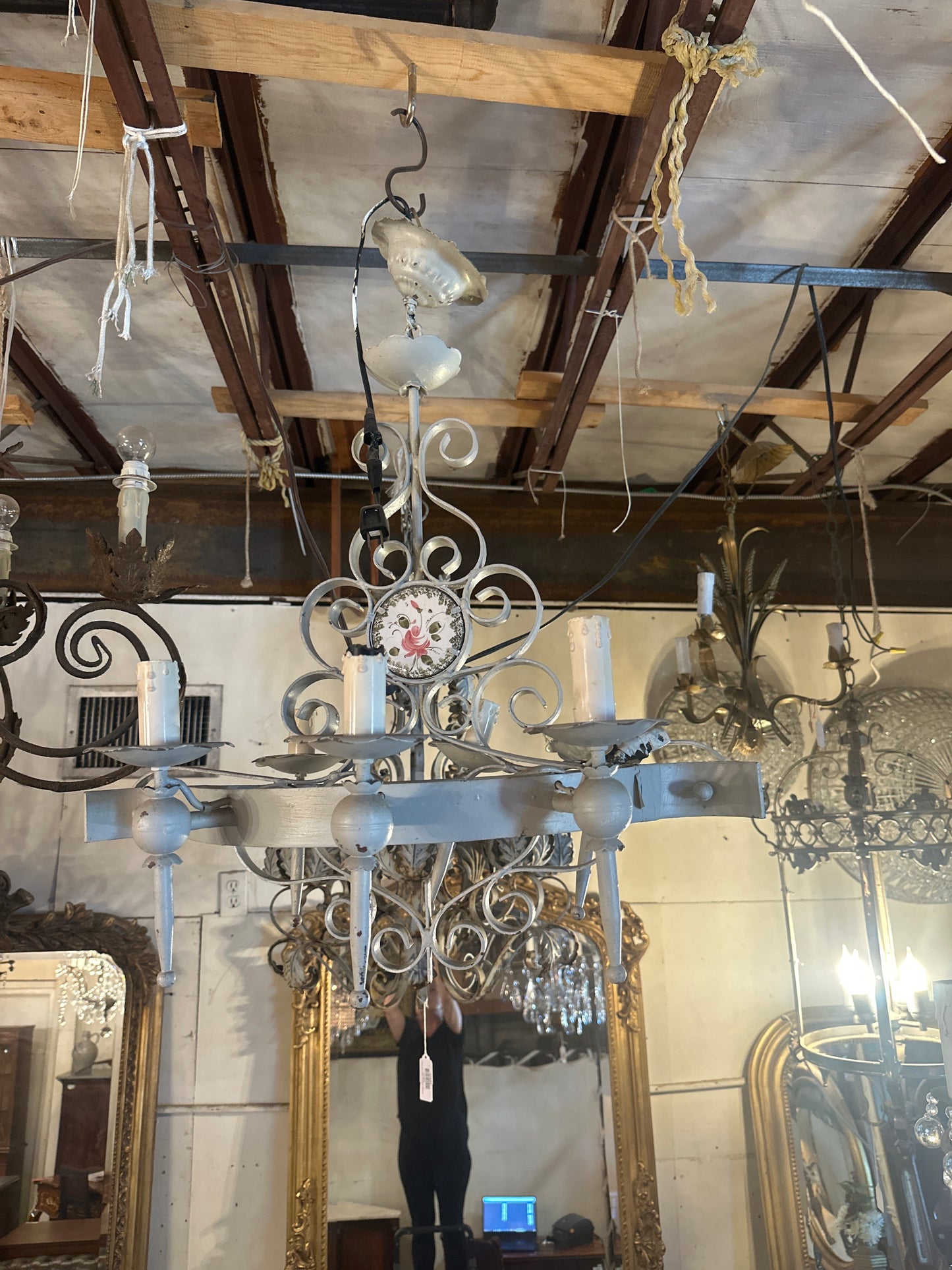 French Painted chandelier