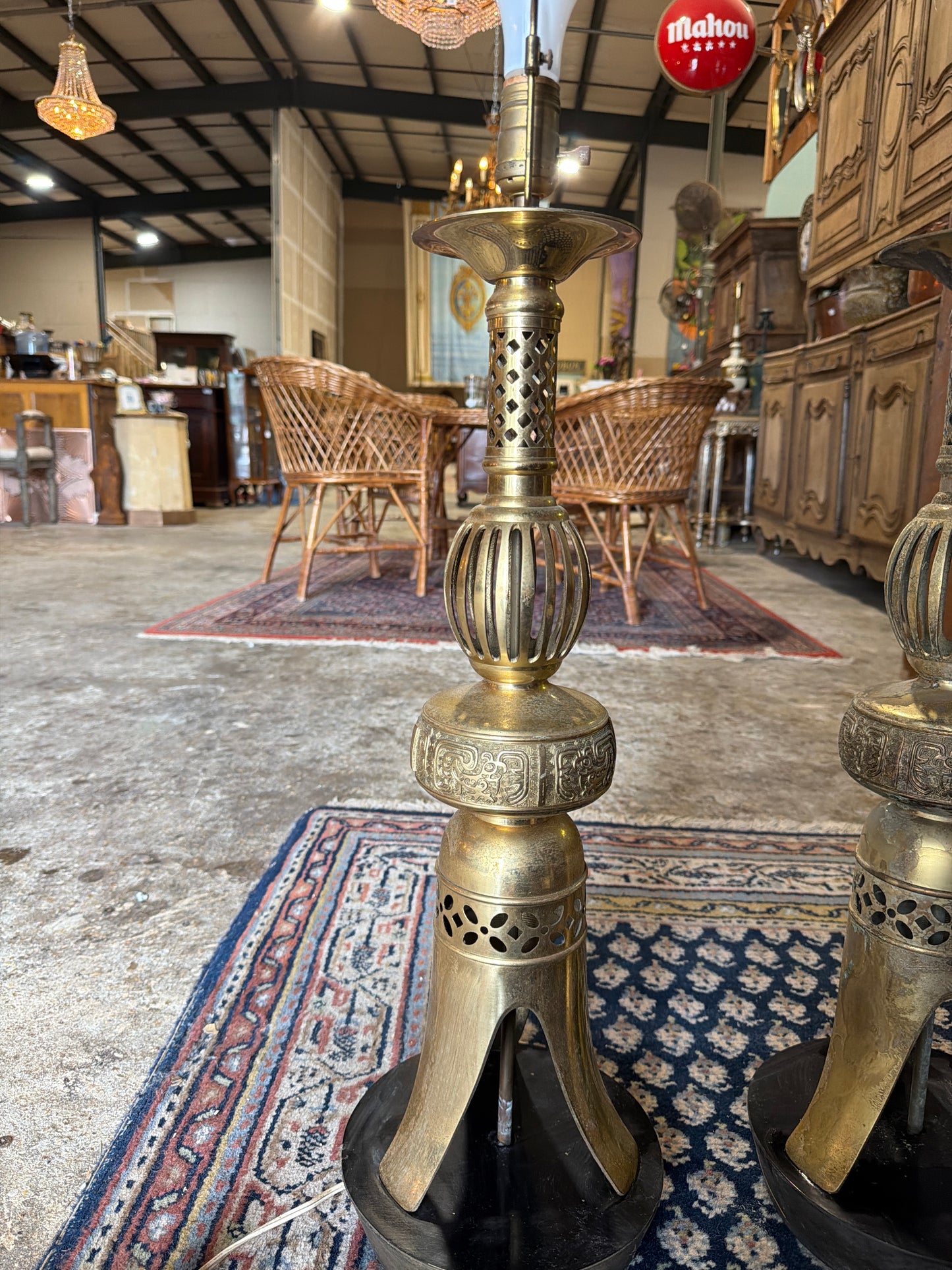 Pair of Hollywood  Regency Chiniosere inspo Lamps