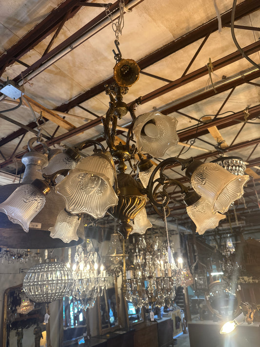 Vintage bronze 9 light chandelier