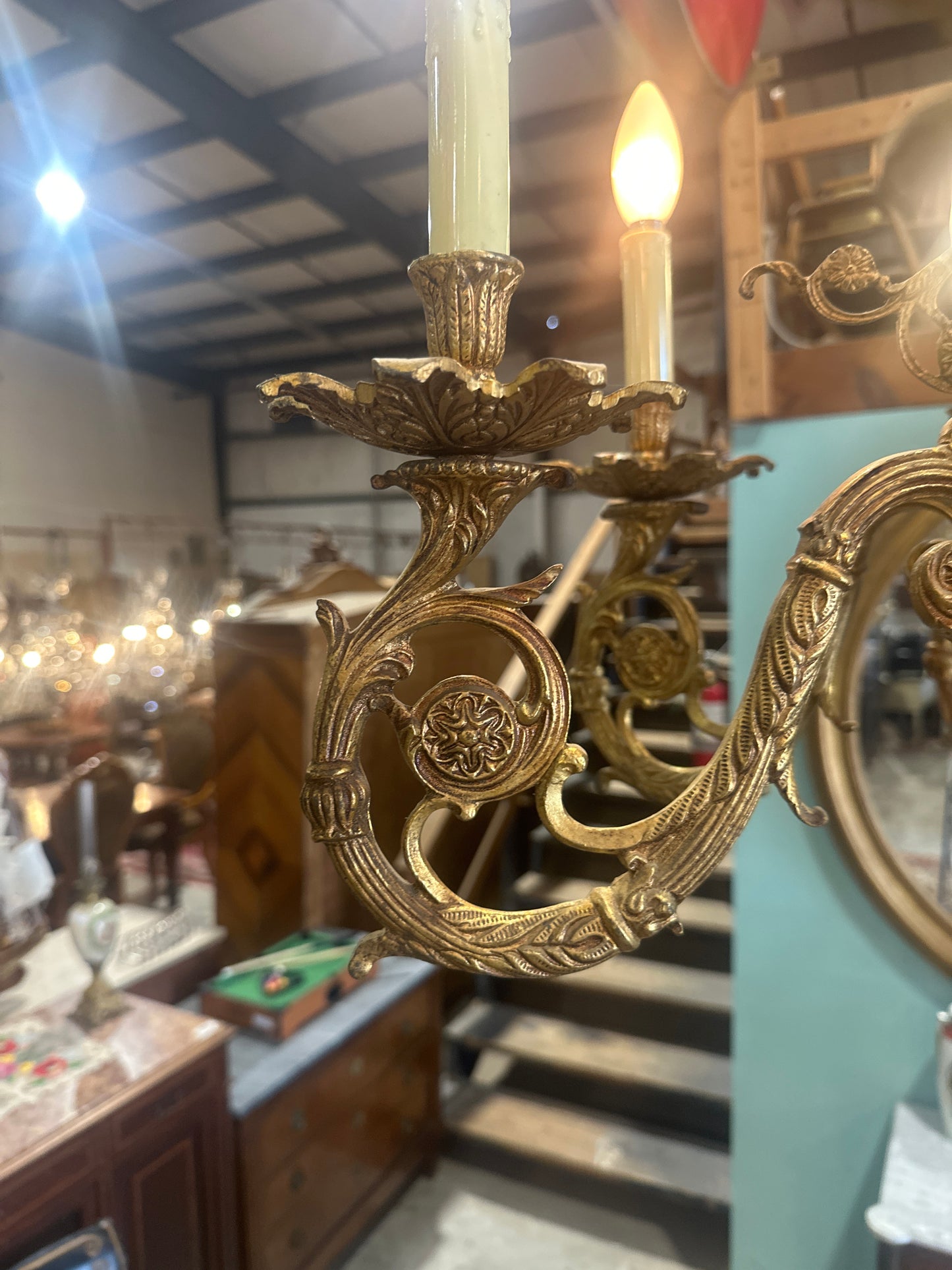 French Louis XV gilded bronze chandelier