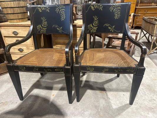 Pair 1940s Regency style armchairs