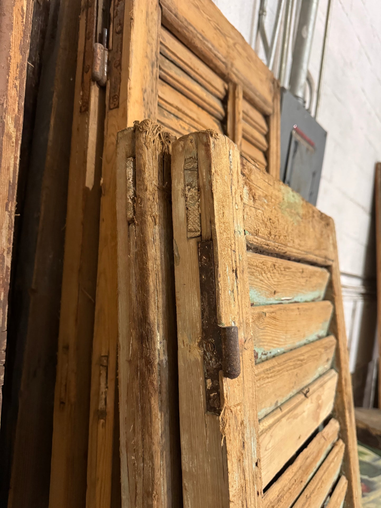 Antique Louvered Wood Shutters