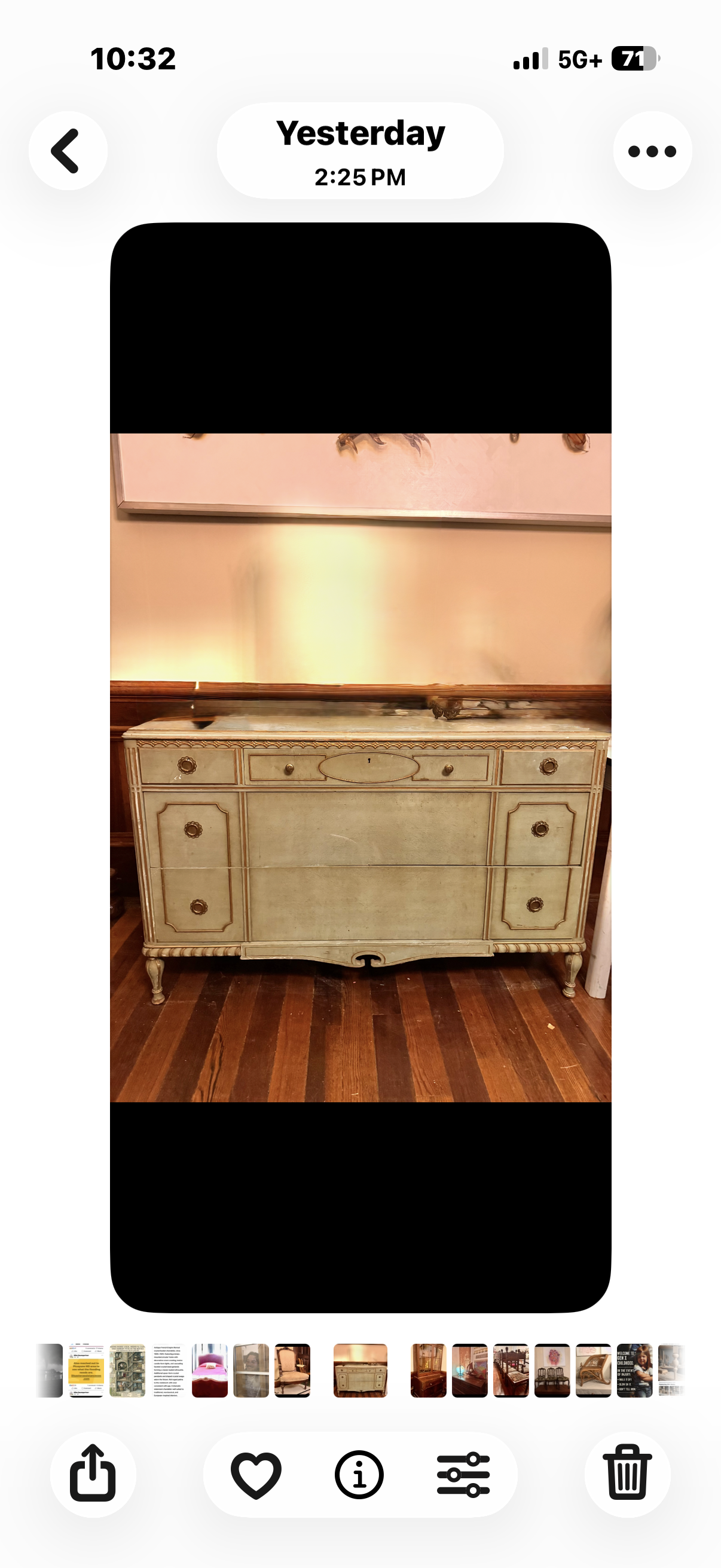 Light green French painted sideboard