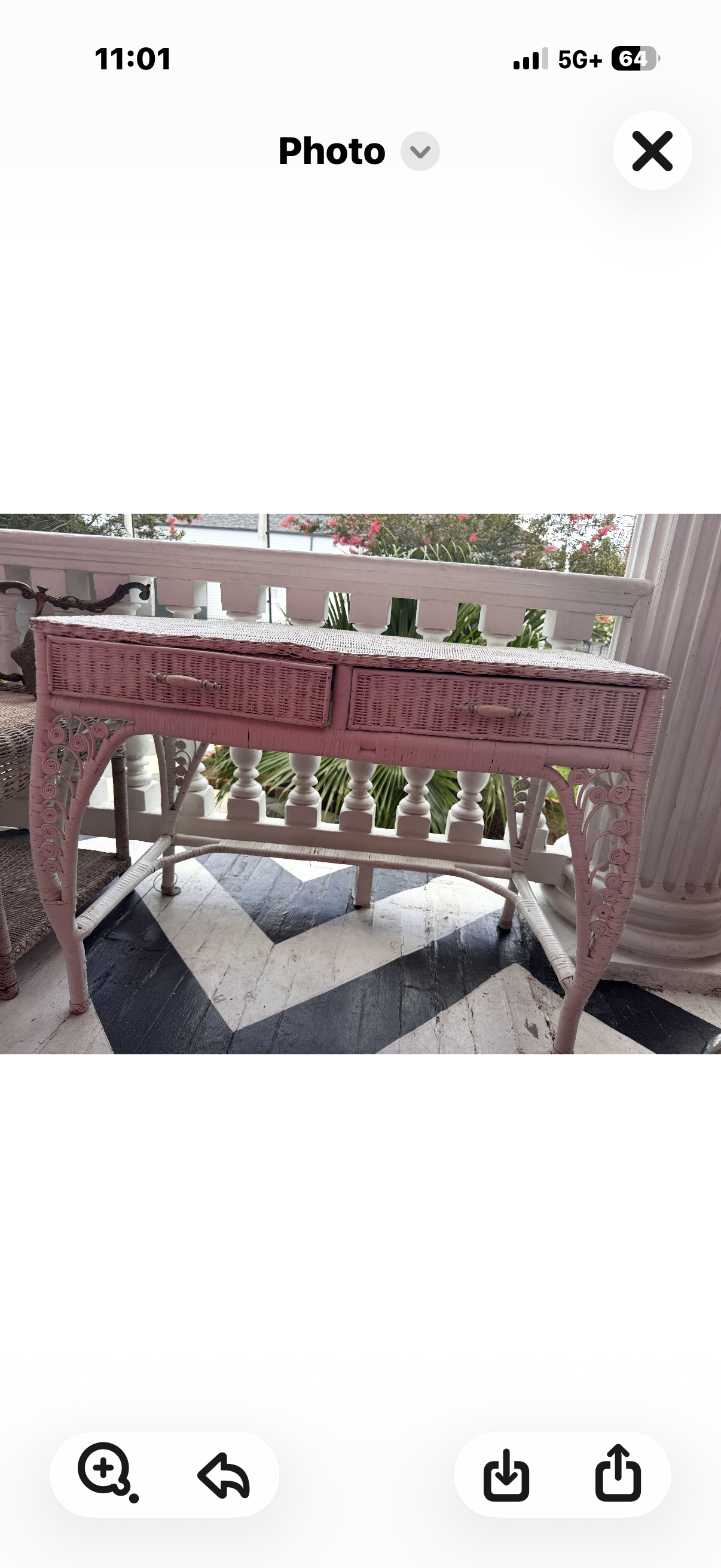 Vintage Pink Wicker Vanity