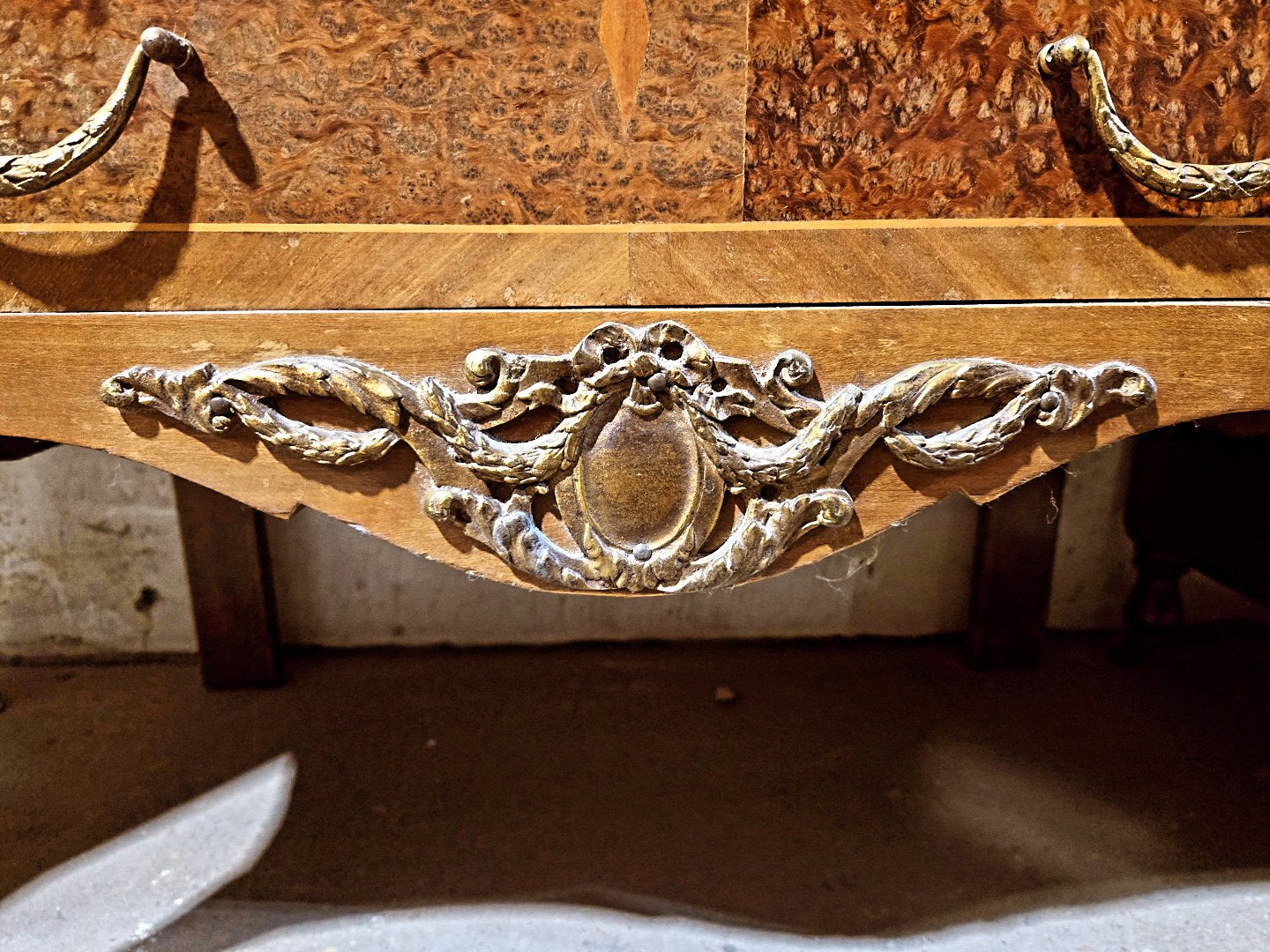 Burled Commode w/ Pink Marble