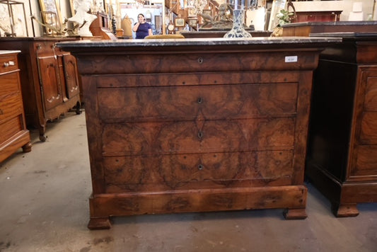 Walnut Louis Philippe Commode w Marble