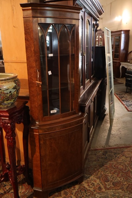 Burled Walnut Corner Cabinet