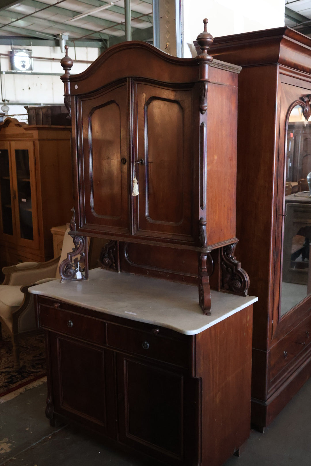 Mahogany Hutch W/ Marble