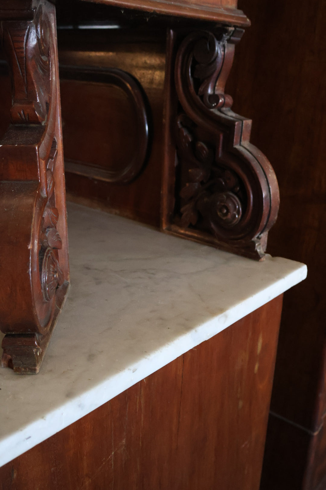 Mahogany Hutch W/ Marble