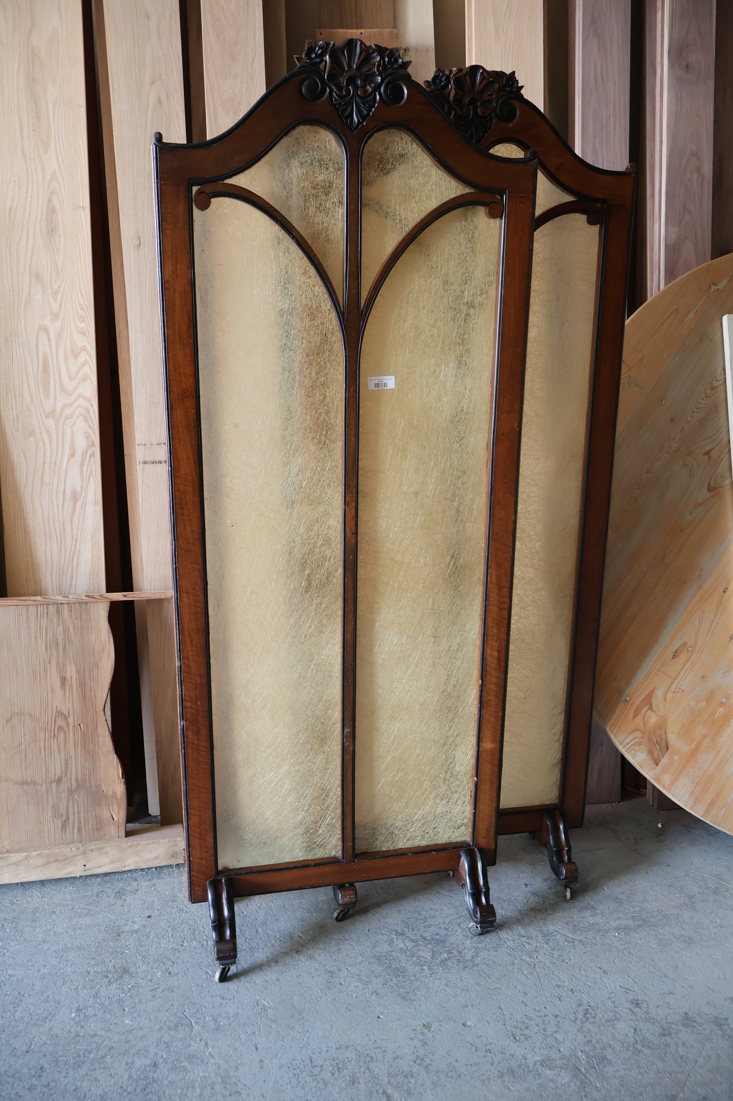 Walnut and Tinted Glass Room Divider