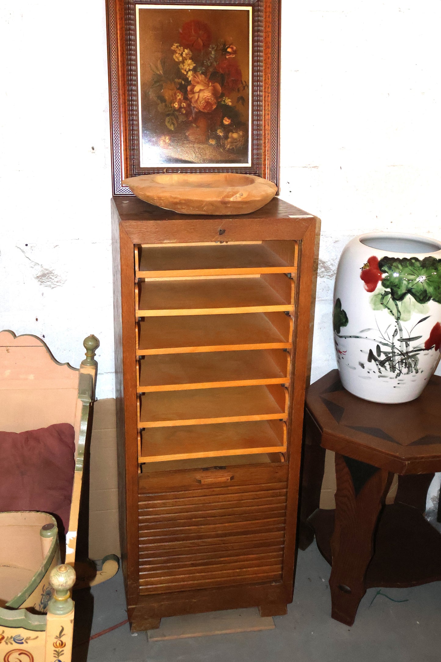 Oak Rolltop Cabinet