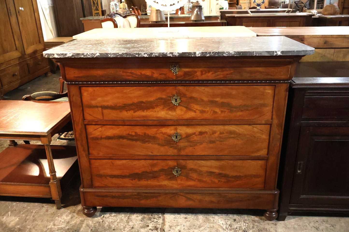 Louis Philippe Mahogany Commode with Marble