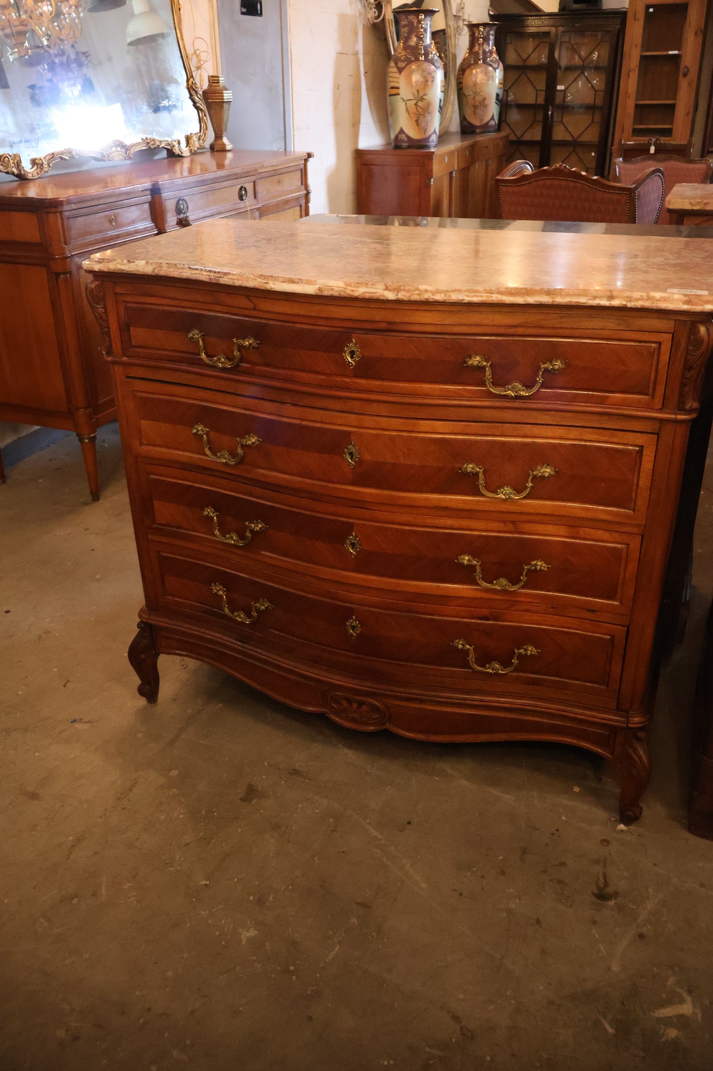 Louis 15th Oak Commode with Marble