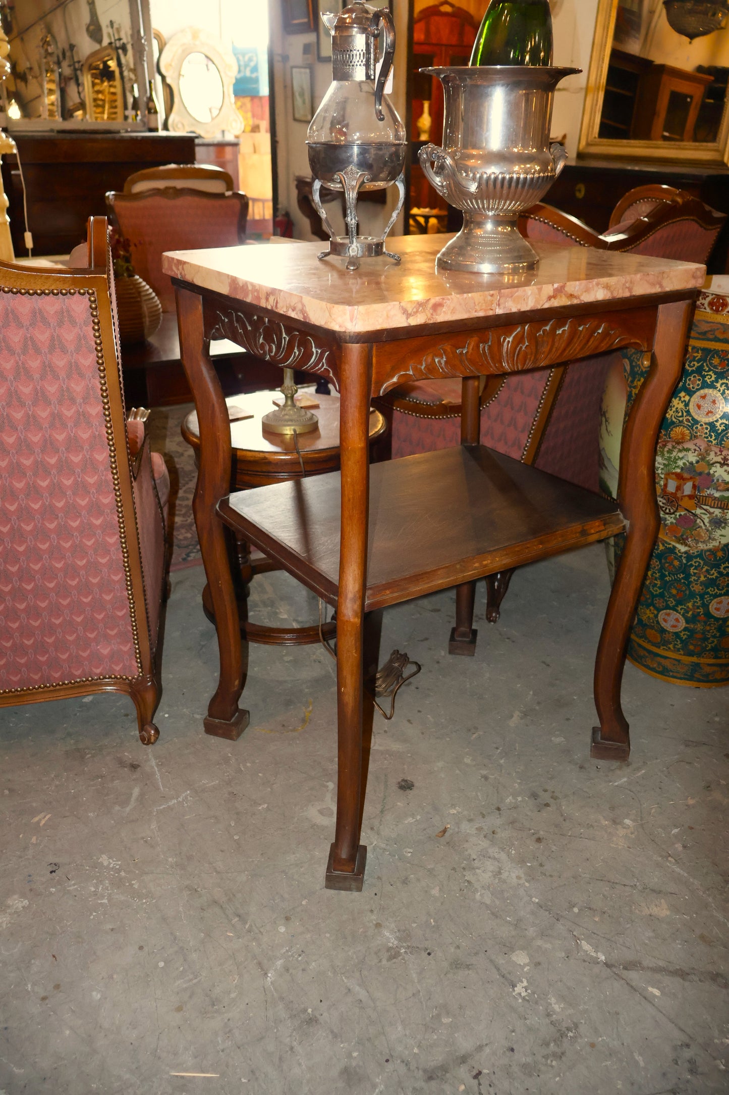 Oak Occasional Table with Marble