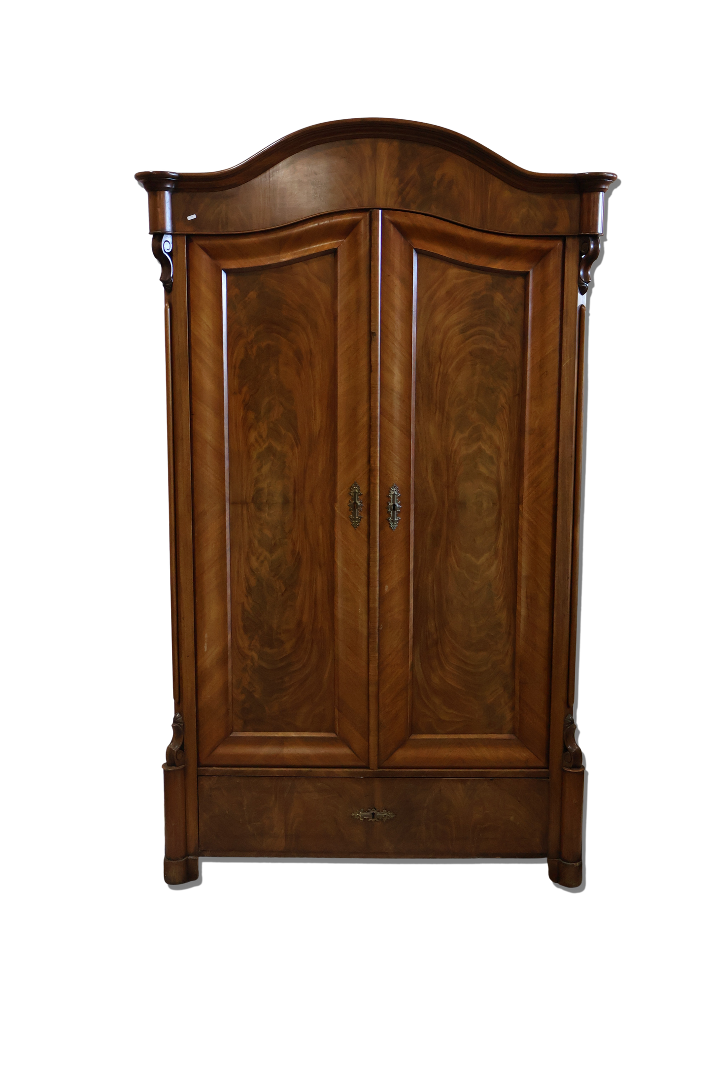 1880s German Mahogany on Pine Armoire