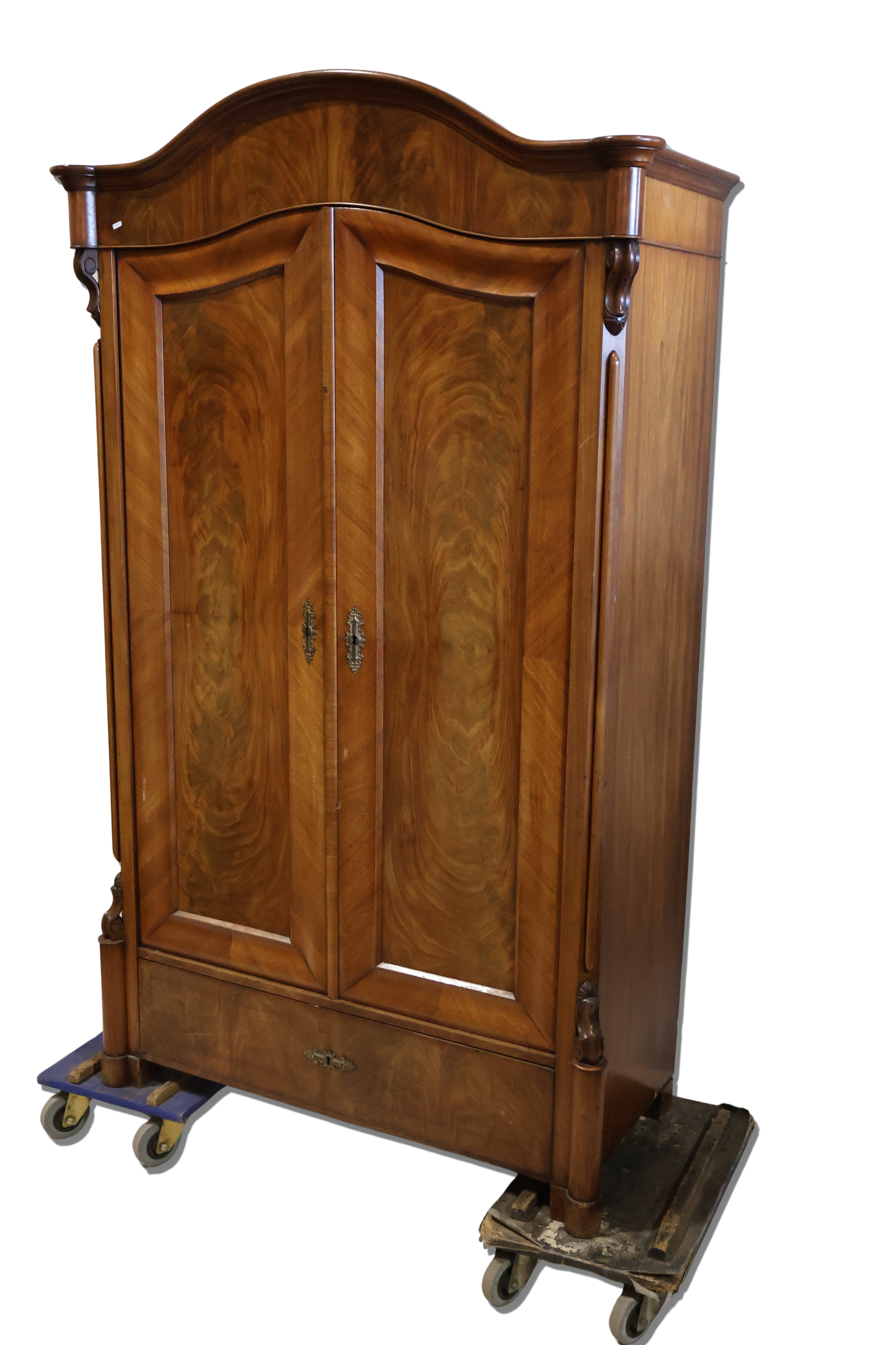 1880s German Mahogany on Pine Armoire