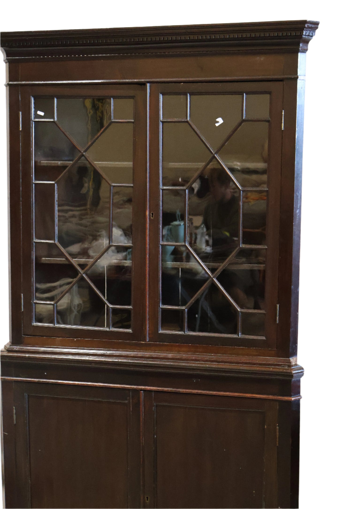 1920s English Walnut Corner Cabinet