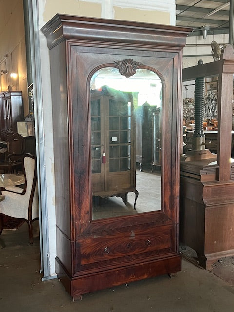 French Walnut Armoire w/ Mirror Door