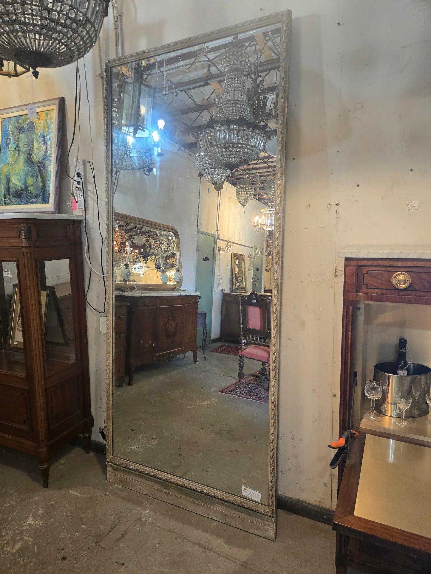 19th Century French Architectural Door Mirror from Provence