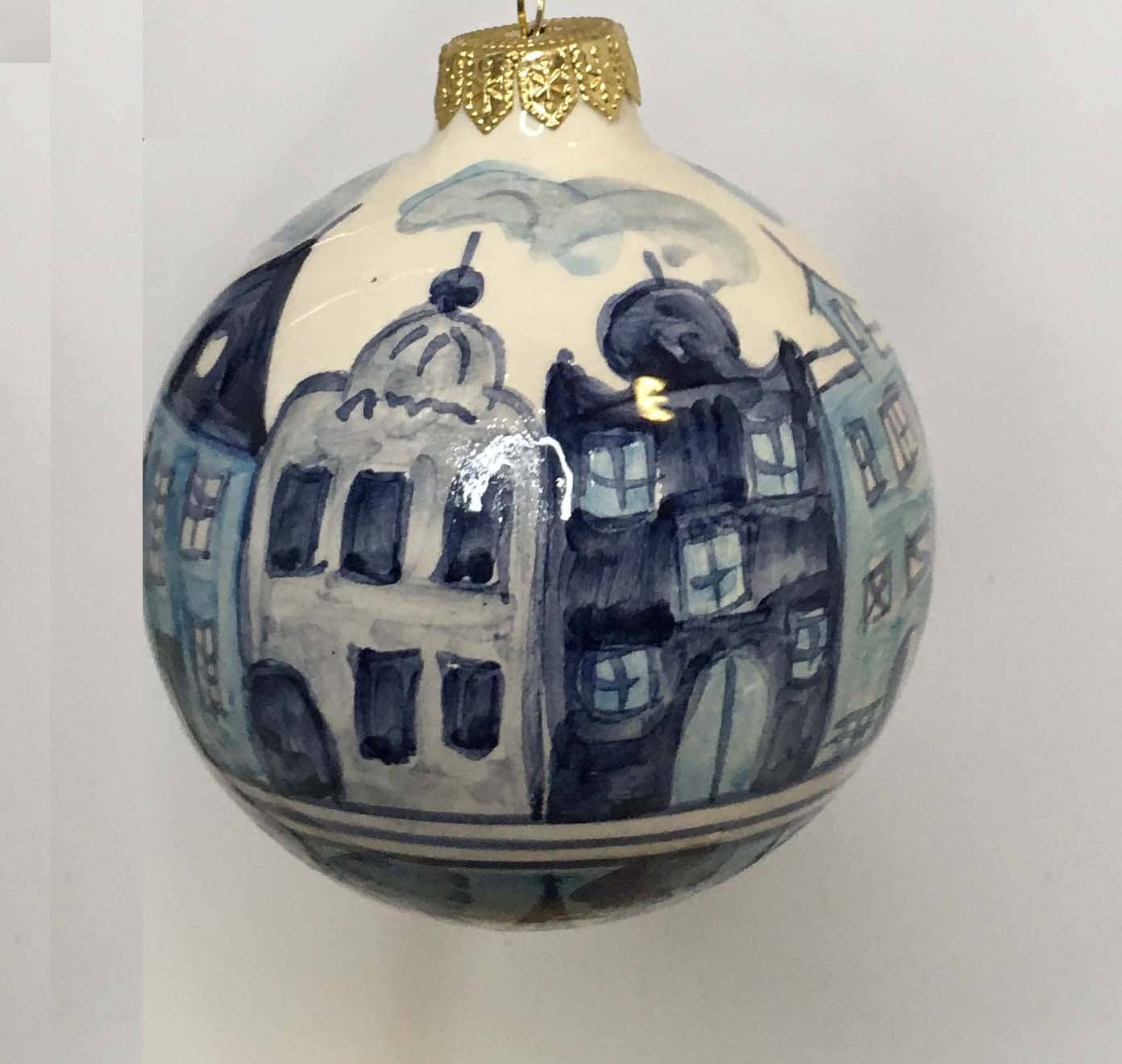 Delft Amsterdam Canal Houses Ceramic Christmas Ornament