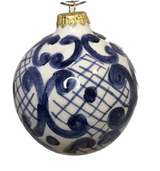 Pasha Blue and White Hand painted Ceramic Christmas Ornament