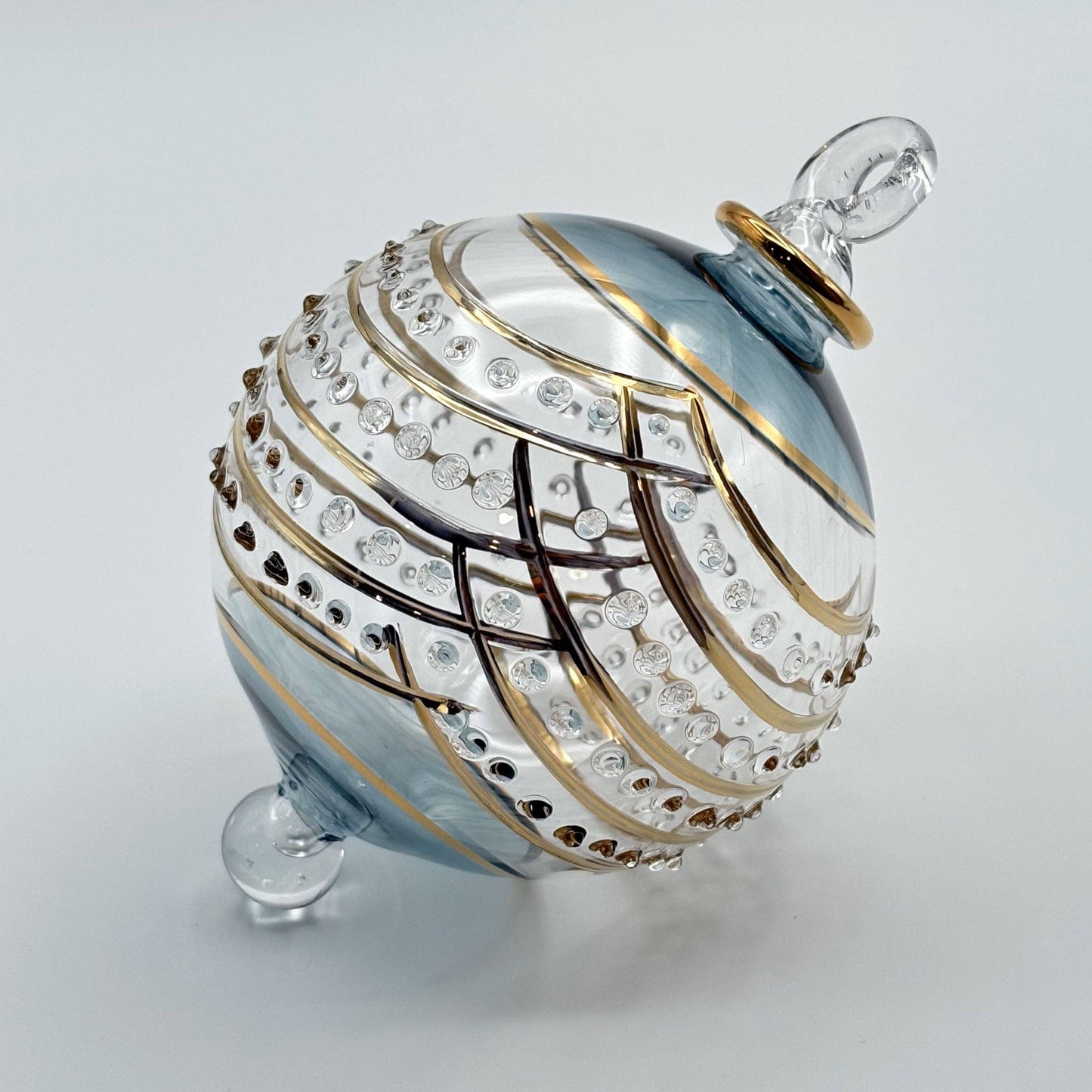 Blown Glass Ornament - Art Deco Teal