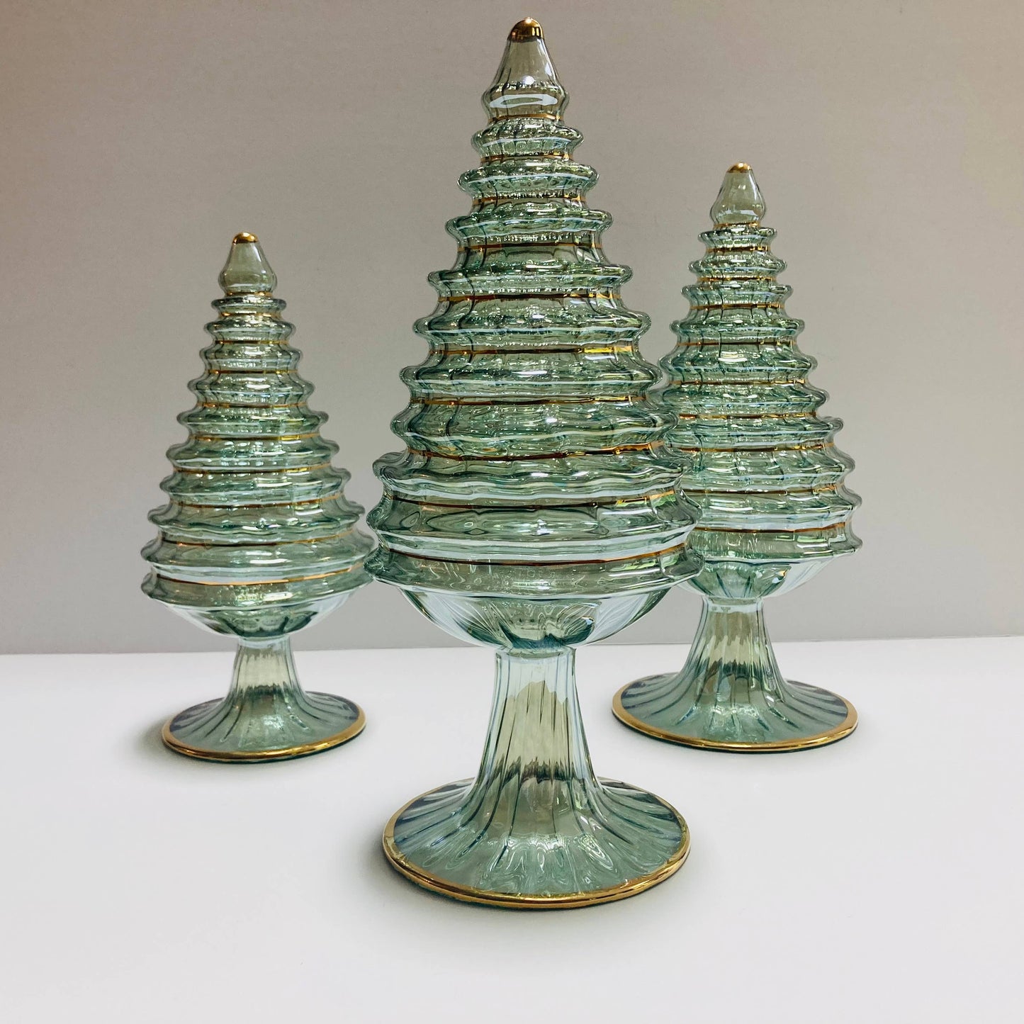 Blown Glass Tabletop Christmas Tree - Green Spruce