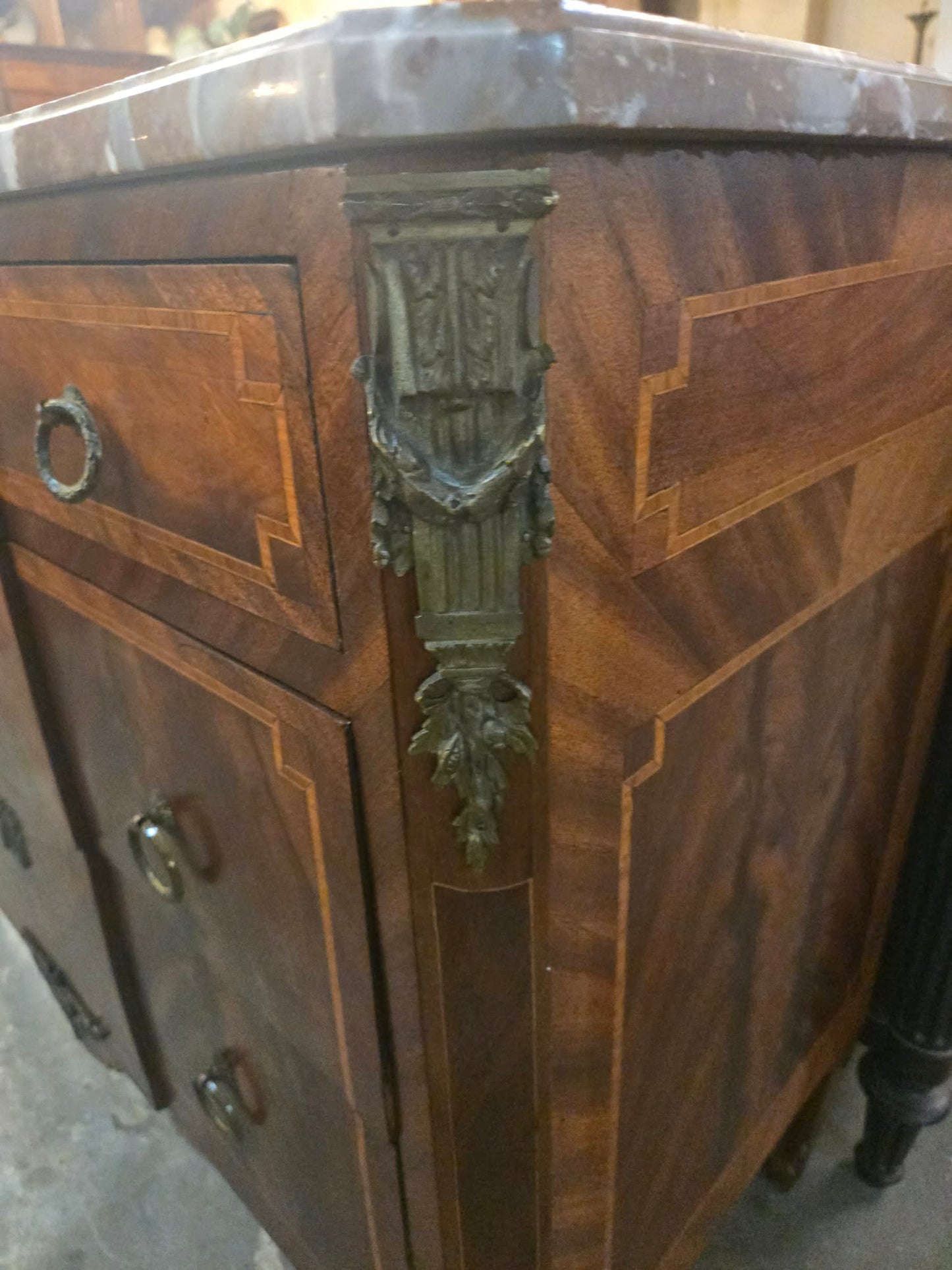 French Louis XVI–Style Marble-Top Commode/ Buffet with Ormolu, c.1920