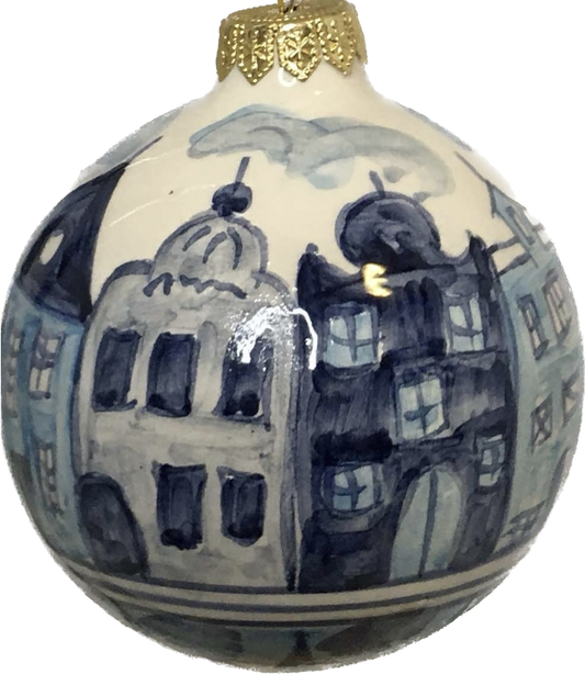 Delft Amsterdam Canal Houses Ceramic Christmas Ornament