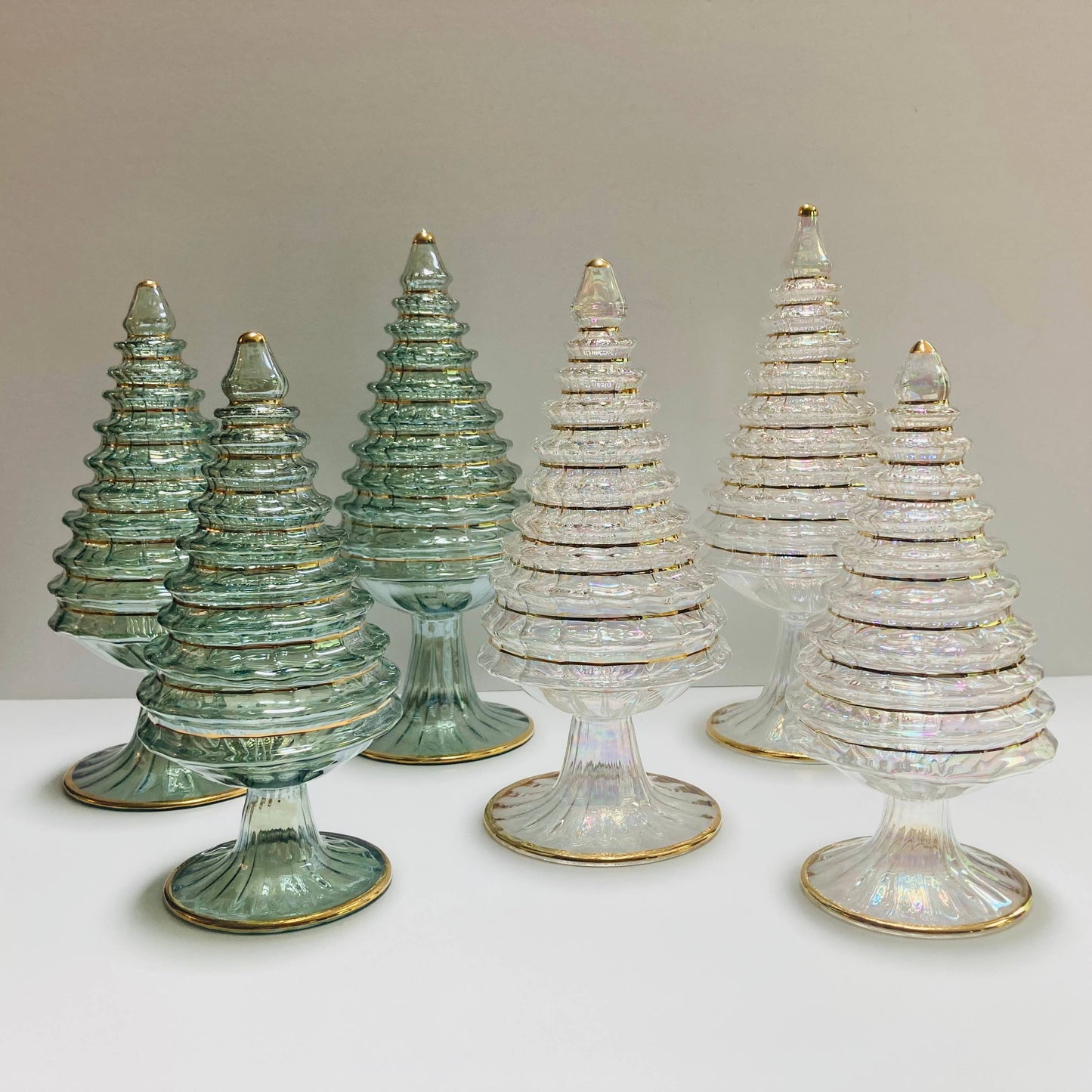 Blown Glass Tabletop Christmas Tree - Green Spruce
