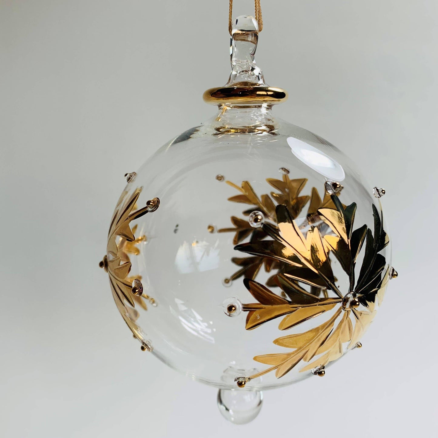Blown Glass Ornament - Gold Snow Flake