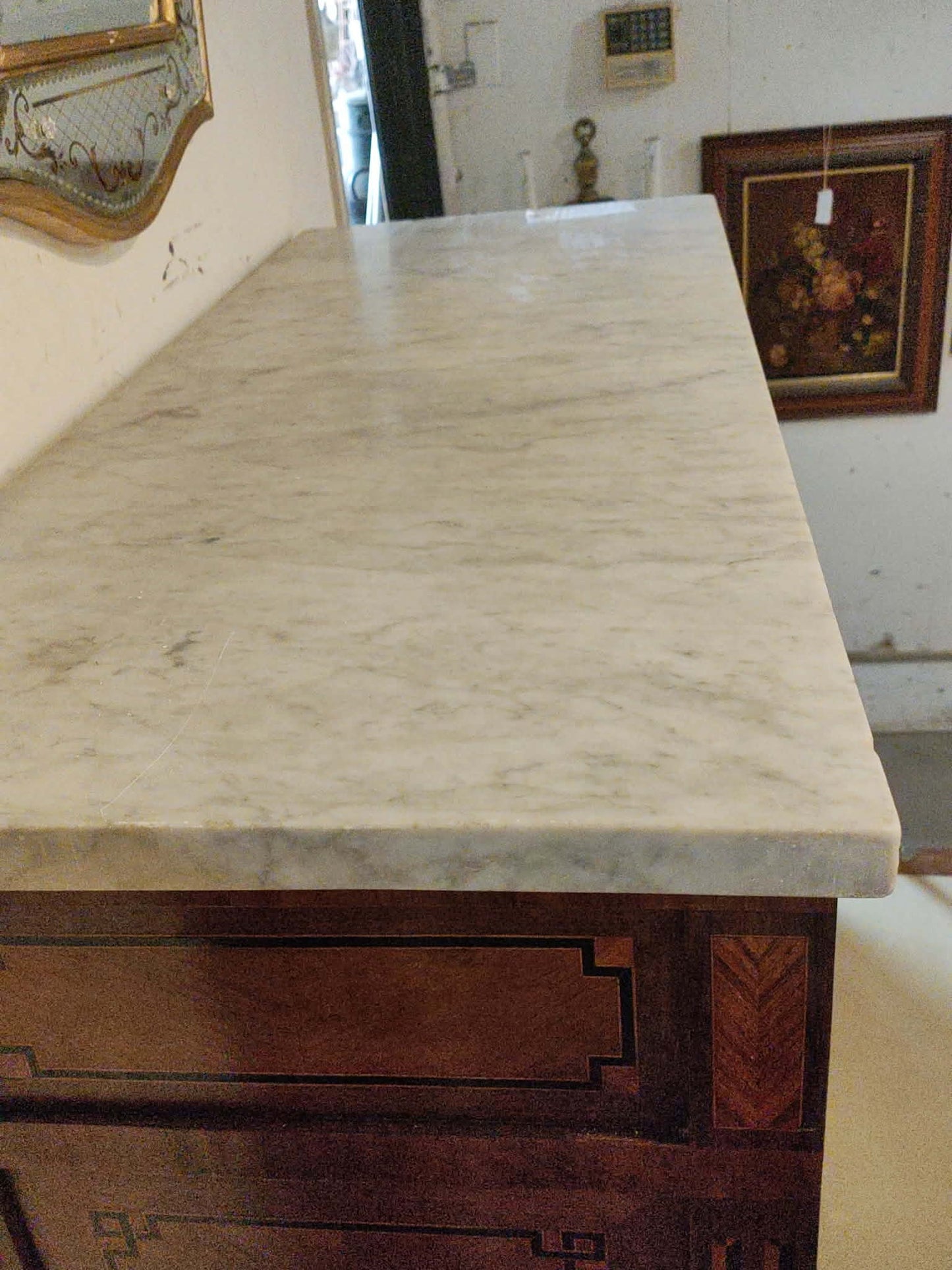 18th Century French Louis XVI Secretary Desk Converted Bar with Marble Top (c. 1780)