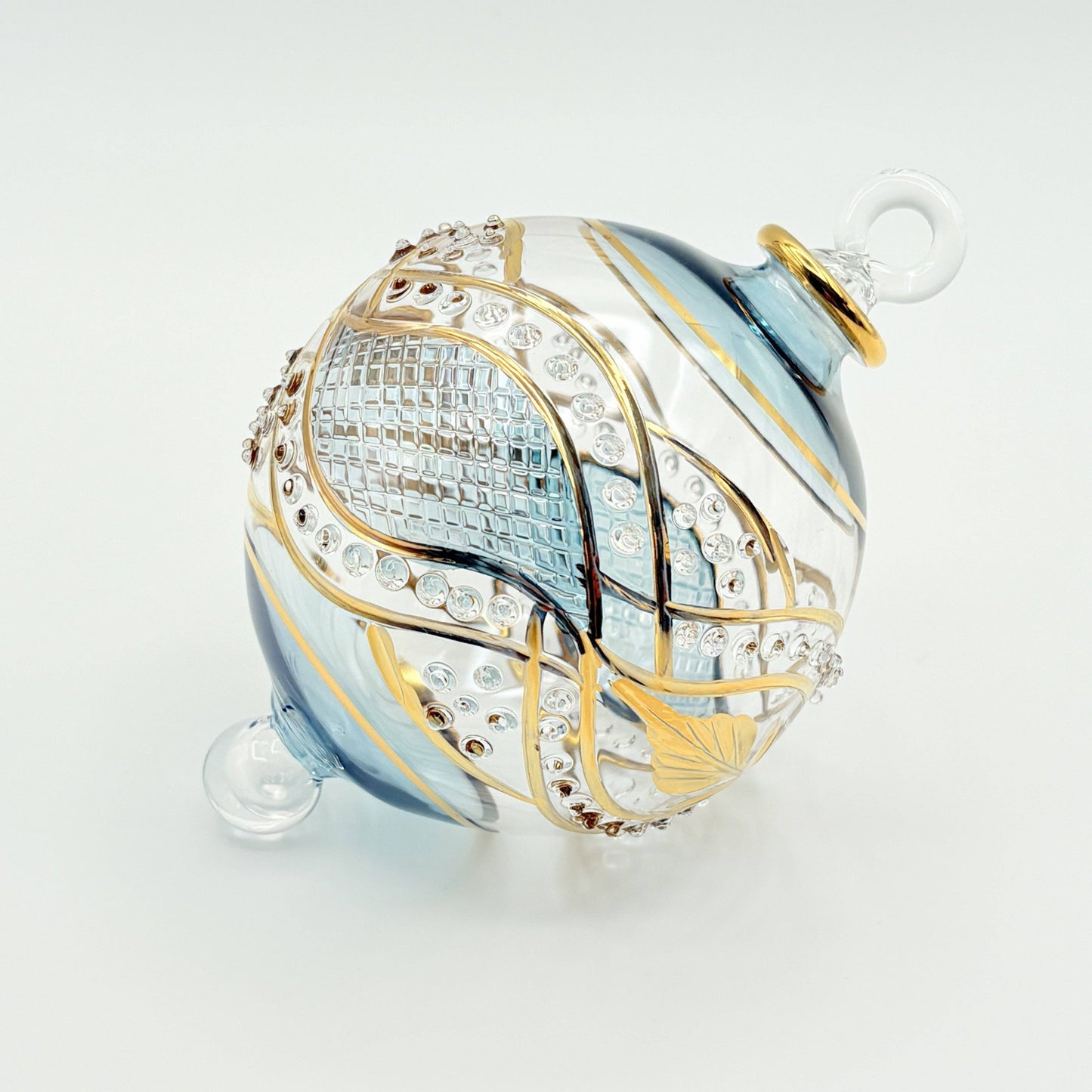 Blown Glass Ornament - Garland Teal