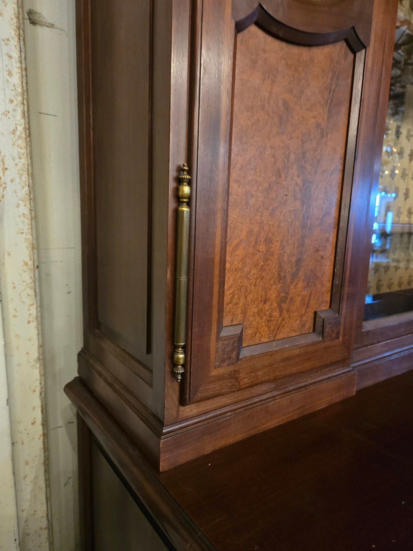Antique 1850s French Walnut Buffet Deux-Corps with Glazed Upper Cabinet