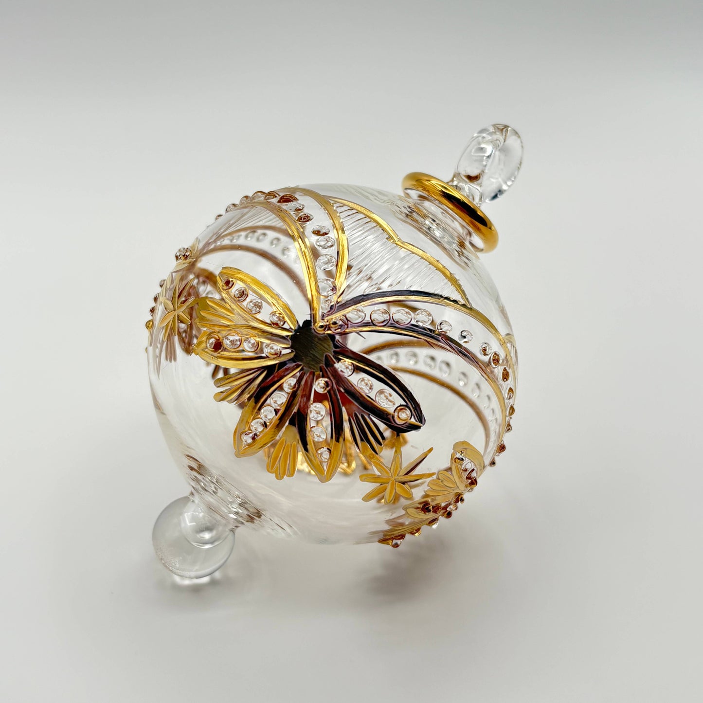 Blown Glass Ornament - Lotus Garland Gold